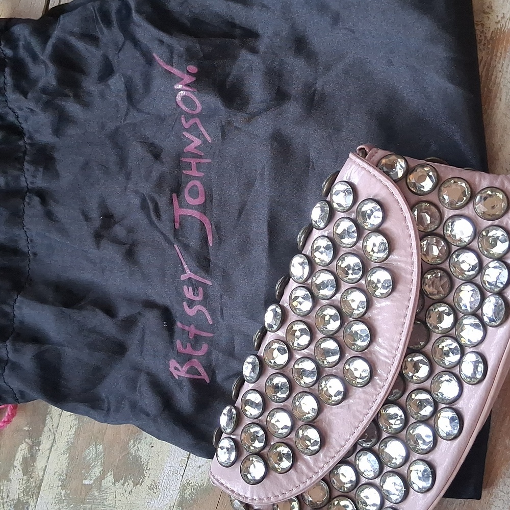 Betsey Johnson Pink Crystal-Embellished Evening Clutch With Dust Bag